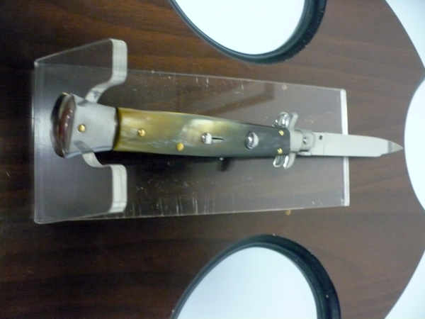 Frank Beltrame - italian stiletto, coltello a scatto, 28 cm -bufalo brasiliano, lama swedge FB 28/09Sw-5