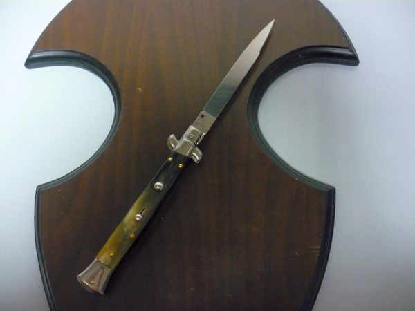 Frank Beltrame - italian stiletto, coltello a scatto, 28 cm -bufalo brasiliano, lama swedge FB 28/09Sw-5