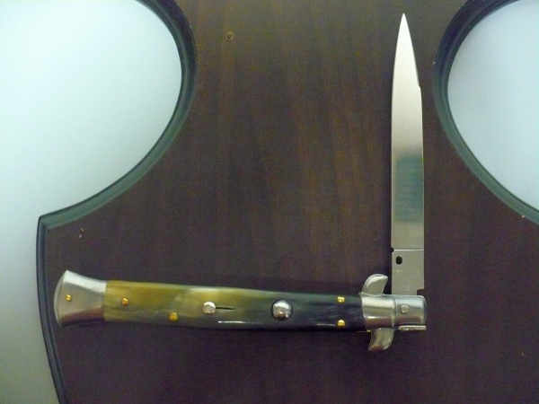 Frank Beltrame - italian stiletto, coltello a scatto, 28 cm -bufalo brasiliano, lama swedge FB 28/09Sw-5