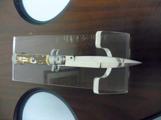 Coltello a scatto - pugnale -Frank Beltrame - italian stiletto 23 cm- lama baionetta - corno di cervo / deer horn - FB 23/63B - 6