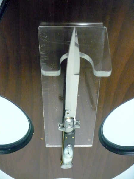 Frank Beltrame - italian stiletto, coltello a scatto, 28 cm -bufalo brasiliano, lama baionetta FB 28/09B-6