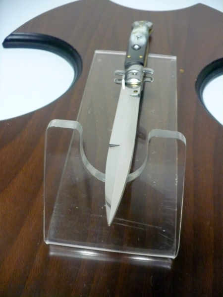 Frank Beltrame - italian stiletto, coltello a scatto, 28 cm -bufalo brasiliano, lama baionetta FB 28/09B-6