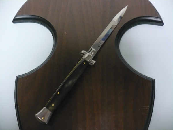 Frank Beltrame - italian stiletto, coltello a scatto, 28 cm -bufalo brasiliano, lama baionetta FB 28/09B-6