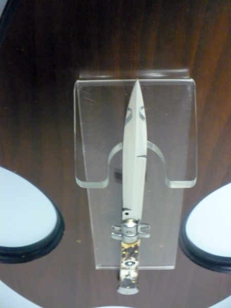 Coltello a scatto - pugnale -Frank Beltrame - italian stiletto 28 cm - corno di cervo / deer horn, lama baionetta -  FB 28/63B - 6