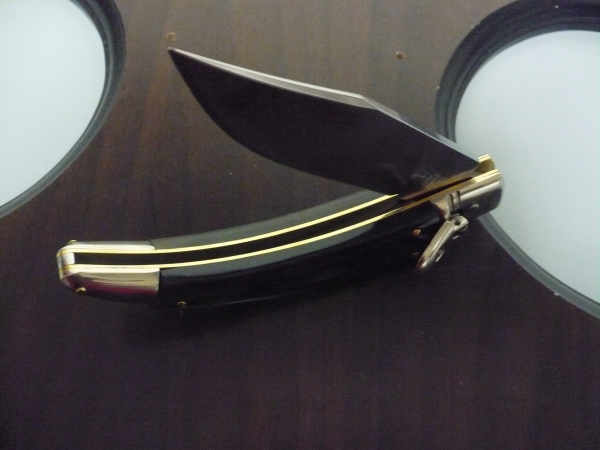 Campolin, coltello a scatto, diana leverlock -21,50 cm- corno di  bufalo brasiliano, switchblade - brazilian buffalo -6