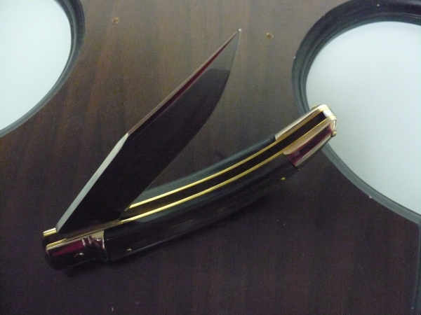 Campolin, coltello a scatto, diana leverlock -21,50 cm- corno di  bufalo brasiliano, switchblade - brazilian buffalo -6