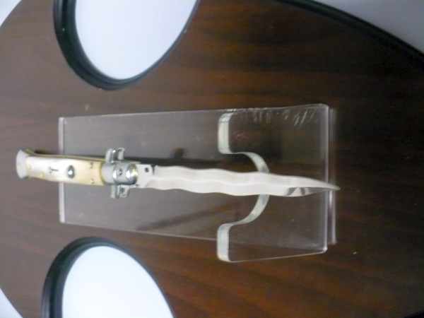 Frank Beltrame - italian stiletto, coltello a scatto, 28 cm -bufalo chiaro, lama kriss FB 28/48K- 6