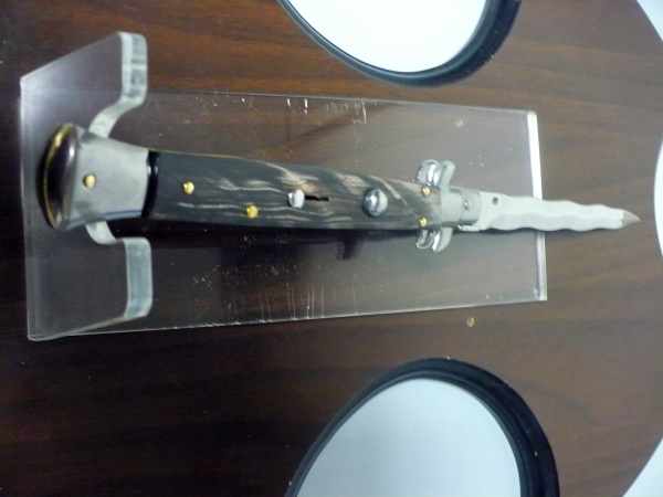 Frank Beltrame , italian stiletto , pugnale - 28 cm , corno di bufalo scuro, lama kriss, modello FB 28/58K- 6