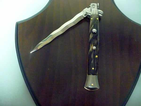 Frank Beltrame , italian stiletto , pugnale - 28 cm , corno di bufalo scuro, lama kriss, modello FB 28/58K- 6