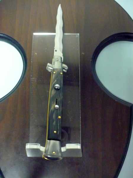 Frank Beltrame , italian stiletto , pugnale - 28 cm , corno di bufalo scuro, lama kriss, modello FB 28/58K- 6