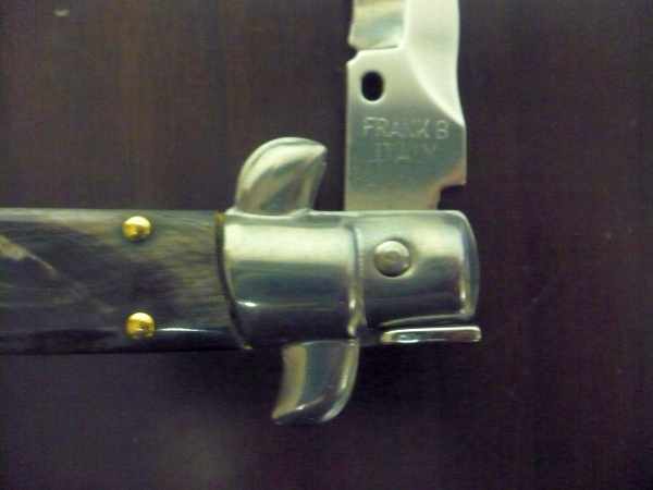 Frank Beltrame , italian stiletto , pugnale - 28 cm , corno di bufalo scuro, lama kriss, modello FB 28/58K- 6