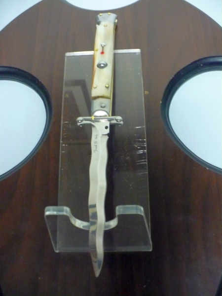 Swinguard Frank Beltrame - edizione limitata - italian stiletto 28 cm - punta di corno di bufalo chiaro - lama kriss FB 550/48- 6