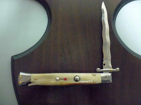 Swinguard Frank Beltrame - edizione limitata - italian stiletto 28 cm - punta di corno di bufalo chiaro - lama kriss FB 550/48- 6