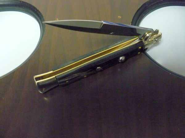 Picklock - Frank Beltrame - Italian stiletto -pugnale 28cm, lama baionetta- corno di bufalo scuro FB  P28/58-6