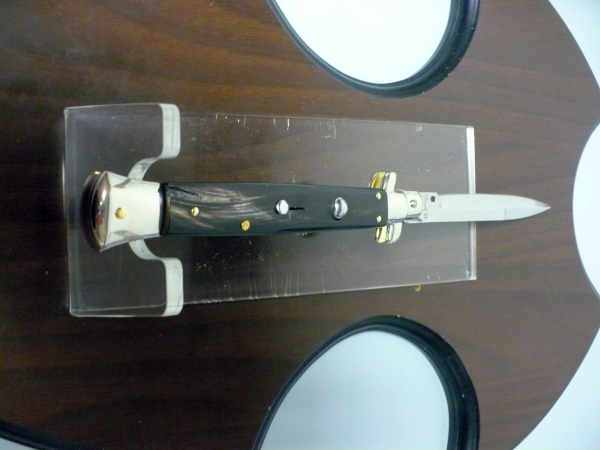Picklock - Frank Beltrame - Italian stiletto -pugnale 28cm, lama baionetta- corno di bufalo scuro FB  P28/58-6