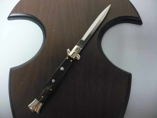 Picklock - Frank Beltrame - Italian stiletto -pugnale 28cm, lama baionetta- corno di bufalo scuro FB  P28/58-6