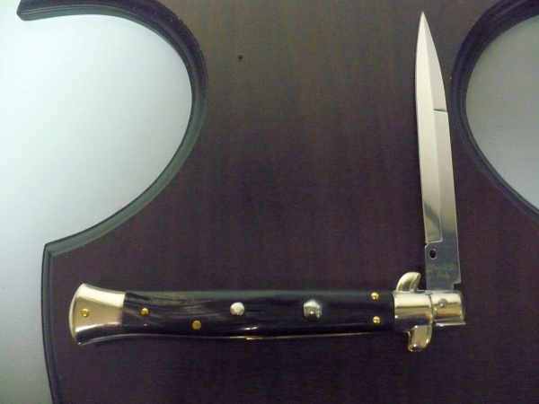 Picklock - Frank Beltrame - Italian stiletto -pugnale 28cm, lama baionetta- corno di bufalo scuro FB  P28/58-6