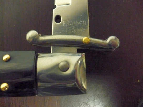 Swinguard Frank Beltrame - italian stiletto 28 cm - corno di bufalo scuro - lama baionetta FB 550/58- 6