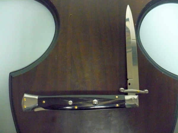 Swinguard Frank Beltrame - italian stiletto 28 cm - corno di bufalo scuro - lama baionetta FB 550/58- 6
