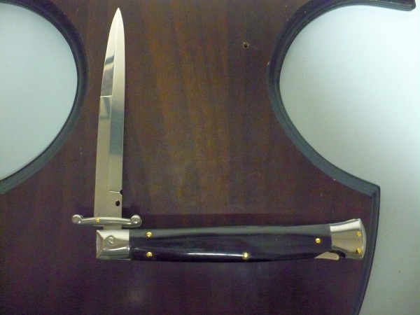 Swinguard Frank Beltrame - italian stiletto 28 cm - corno di bufalo scuro - lama baionetta FB 550/58- 6