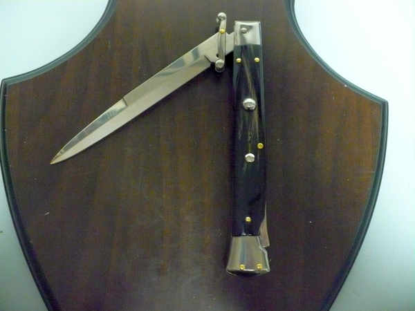 Swinguard Frank Beltrame - italian stiletto 28 cm - corno di bufalo scuro - lama baionetta FB 550/58- 6