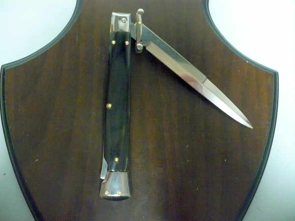 Swinguard Frank Beltrame - italian stiletto 28 cm - corno di bufalo scuro - lama baionetta FB 550/58- 6