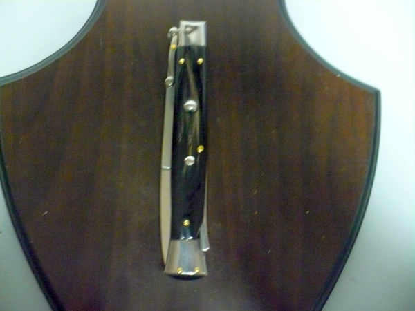 Swinguard Frank Beltrame - italian stiletto 28 cm - corno di bufalo scuro - lama baionetta FB 550/58- 6