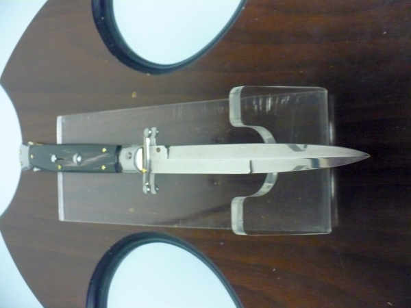 Swinguard Frank Beltrame - italian stiletto 28 cm - corno di bufalo scuro - lama baionetta FB 550/58- 6