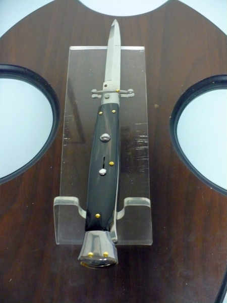 Swinguard Frank Beltrame - italian stiletto 28 cm - corno di bufalo scuro - lama baionetta FB 550/58- 6