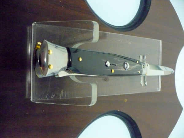 Swinguard Frank Beltrame - italian stiletto 28 cm - corno di bufalo scuro - lama baionetta FB 550/58- 6