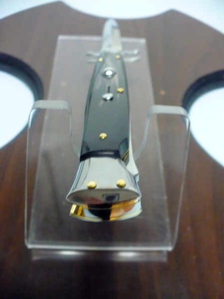 Swinguard Frank Beltrame - italian stiletto 28 cm - corno di bufalo scuro - lama baionetta FB 550/58- 6