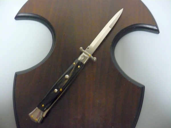 Swinguard Frank Beltrame - italian stiletto 28 cm - corno di bufalo scuro - lama baionetta FB 550/58- 6