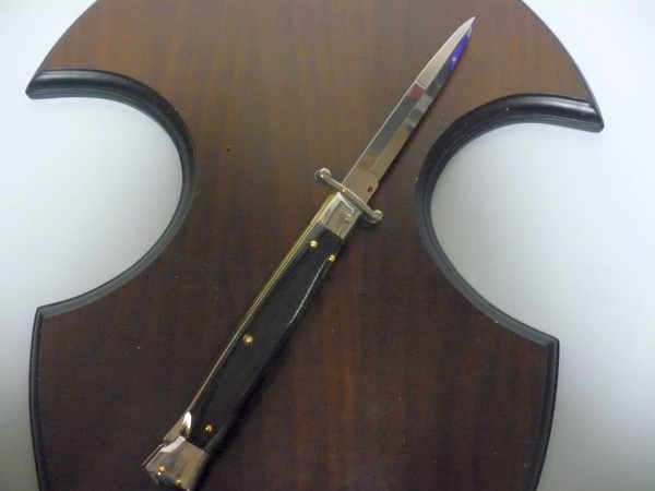 Swinguard Frank Beltrame - italian stiletto 28 cm - corno di bufalo scuro - lama baionetta FB 550/58- 6