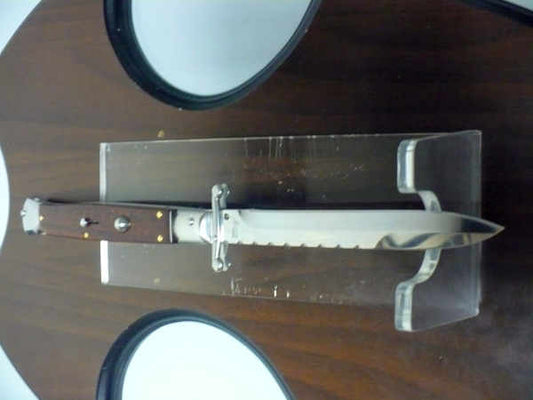 Classic swinguard - italian stiletto, coltello a scatto, 28cm - AKC World ,legno di serpente /snakewood ,  lama baionetta lavorata a lima / file work