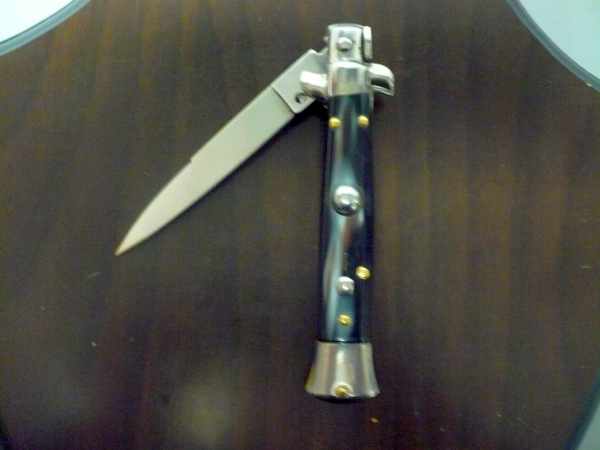 Frank Beltrame -  italian stiletto 19,50 cm imitazione di bufalo scuro -lama swedge - 19,50FB/81S - 7