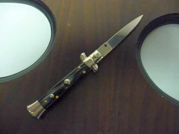 Frank Beltrame -  italian stiletto 19,50 cm imitazione di bufalo scuro -lama swedge - 19,50FB/81S - 7