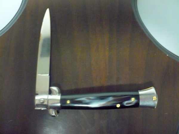 Frank Beltrame -  italian stiletto 19,50 cm imitazione di bufalo scuro -lama swedge - 19,50FB/81S - 7