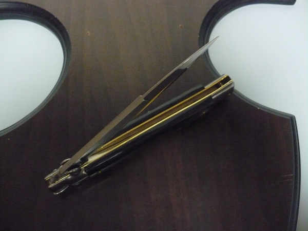 Frank Beltrame - italian stiletto, coltello a scatto, 28 cm -bufalo brasiliano, lama baionetta FB 28/09B-7