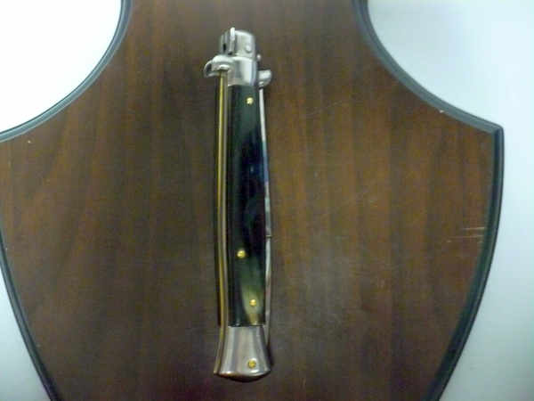 Frank Beltrame - italian stiletto, coltello a scatto, 28 cm -bufalo brasiliano, lama baionetta FB 28/09B-7