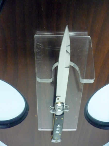 Frank Beltrame - italian stiletto, coltello a scatto, 28 cm -bufalo brasiliano, lama baionetta FB 28/09B-7