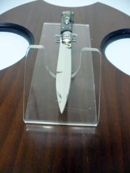 Frank Beltrame - italian stiletto, coltello a scatto, 28 cm -bufalo brasiliano, lama baionetta FB 28/09B-7