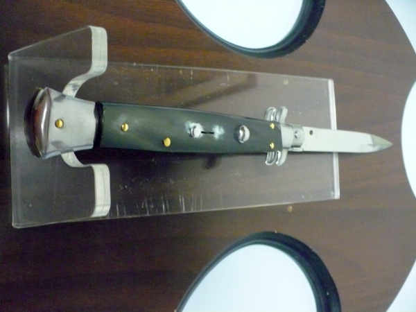 Frank Beltrame - italian stiletto, coltello a scatto, 28 cm -bufalo brasiliano, lama baionetta FB 28/09B-7