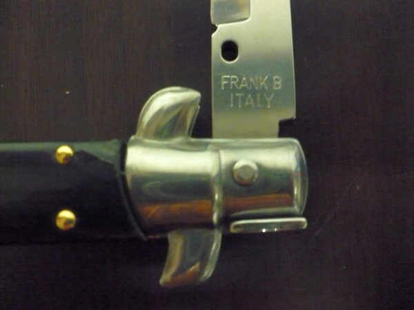 Frank Beltrame - italian stiletto, coltello a scatto, 28 cm -bufalo brasiliano, lama baionetta FB 28/09B-7