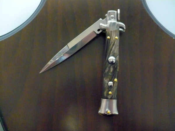 Frank Beltrame -  italian stiletto 20cm, bufalo scuro -lama baionetta - 20FB/58B - 7
