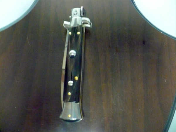Frank Beltrame , italian stiletto , pugnale - 23 cm , corno di bufalo scuro, lama baionetta , modello FB 23/58B-7