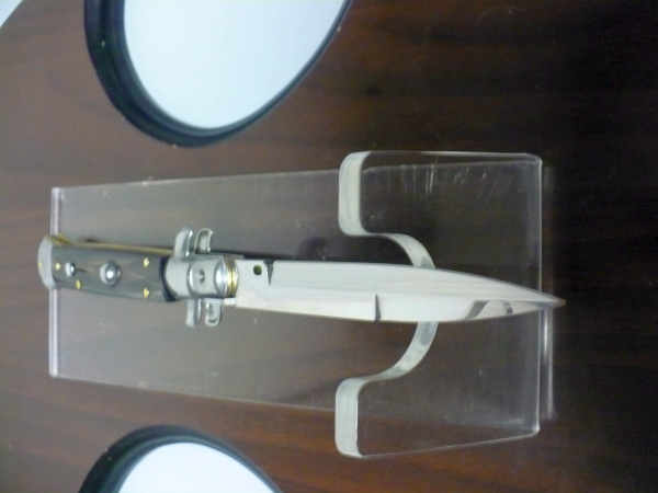 Frank Beltrame , italian stiletto , pugnale - 23 cm , corno di bufalo scuro, lama baionetta , modello FB 23/58B-7