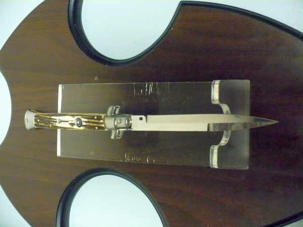 Coltello a scatto - pugnale -Frank Beltrame - italian stiletto 28 cm - corno di cervo / deer horn, lama baionetta -  FB 28/63B - 7