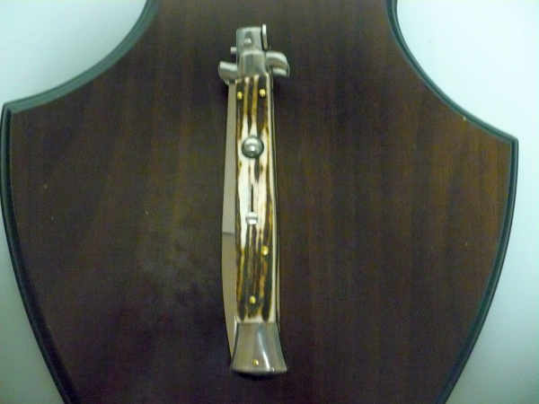 Coltello a scatto - pugnale -Frank Beltrame - italian stiletto 28 cm - corno di cervo / deer horn, lama baionetta -  FB 28/63B - 7