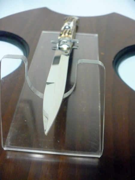 Coltello a scatto - pugnale -Frank Beltrame - italian stiletto 28 cm - corno di cervo / deer horn, lama baionetta -  FB 28/63B - 7