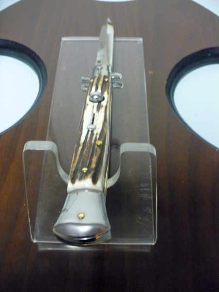 Coltello a scatto - pugnale -Frank Beltrame - italian stiletto 28 cm - corno di cervo / deer horn, lama baionetta -  FB 28/63B - 7